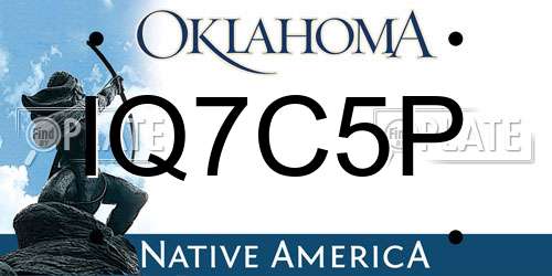 IQ7C5P Oklahoma License Plate
