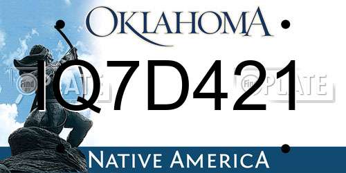 IQ7D421 Oklahoma License Plate