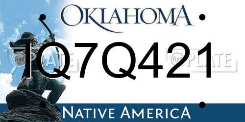 IQ7Q421 Oklahoma License Plate