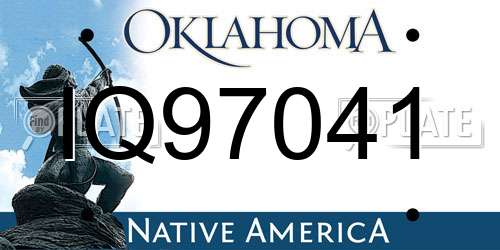 IQ97041 Oklahoma License Plate