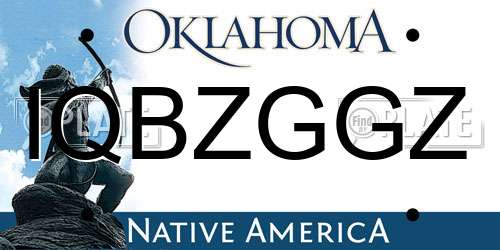 IQBZGGZ Oklahoma License Plate