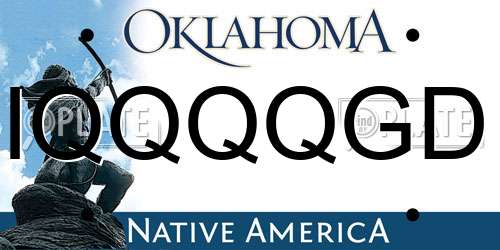 IQQQQGD Oklahoma License Plate