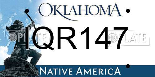 IQR147 Oklahoma License Plate