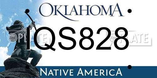 IQS828 Oklahoma License Plate