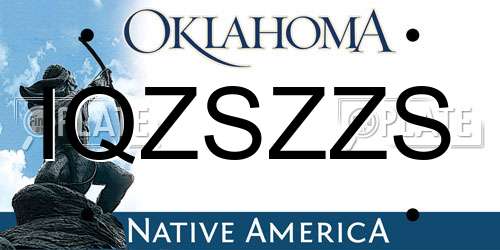 IQZSZZS Oklahoma License Plate