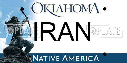 IRAN Oklahoma License Plate