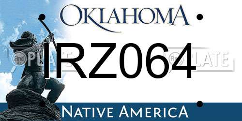 IRZ064 Oklahoma License Plate