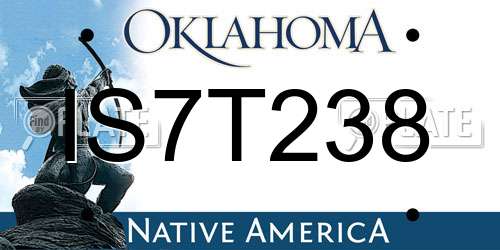 IS7T238 Oklahoma License Plate