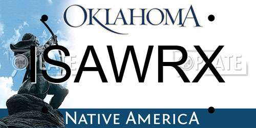 ISAWRX Oklahoma License Plate