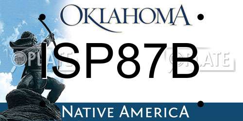 ISP87B Oklahoma License Plate