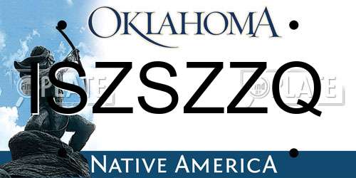 ISZSZZQ Oklahoma License Plate