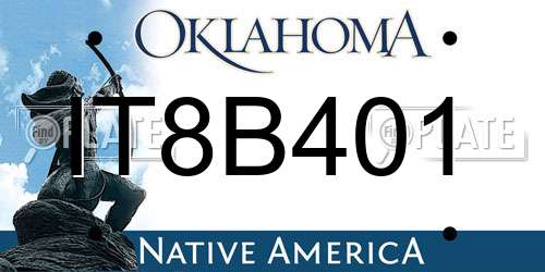 IT8B401 Oklahoma License Plate