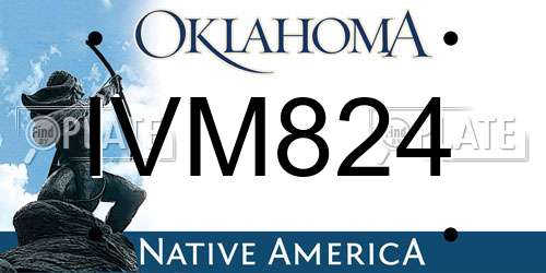 IVM824 Oklahoma License Plate