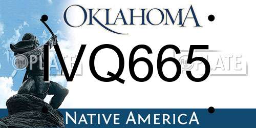 IVQ665 Oklahoma License Plate