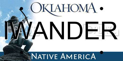 IWANDER Oklahoma License Plate
