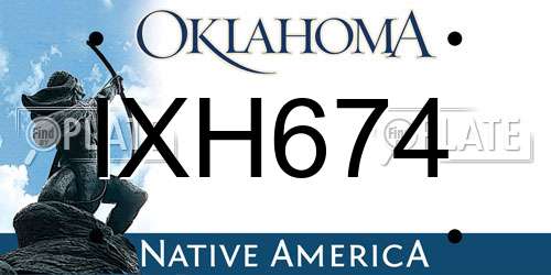 IXH674 Oklahoma License Plate