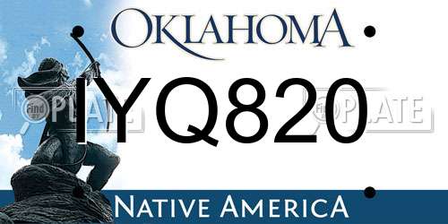 IYQ820 Oklahoma License Plate