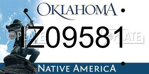 IZ09581 Oklahoma License Plate