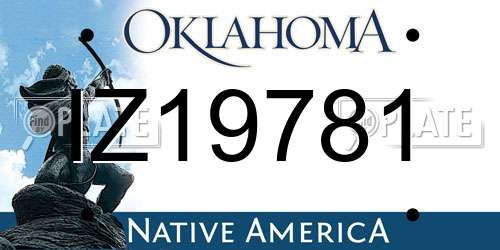 IZ19781 Oklahoma License Plate