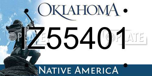 IZ55401 Oklahoma License Plate