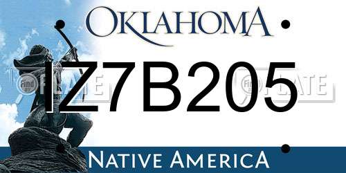 IZ7B205 Oklahoma License Plate