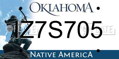 IZ7S705 Oklahoma License Plate