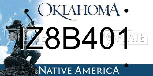 IZ8B401 Oklahoma License Plate