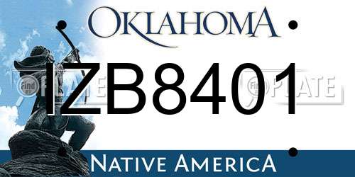 IZB8401 Oklahoma License Plate