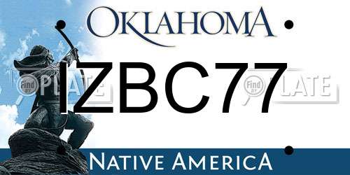 IZBC77 Oklahoma License Plate