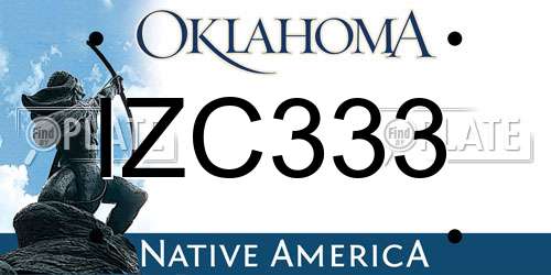 IZC333 Oklahoma License Plate