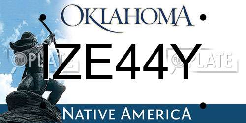 IZE44Y Oklahoma License Plate