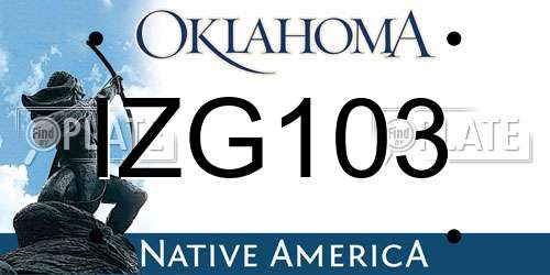 IZG103 Oklahoma License Plate