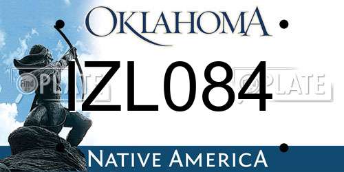 IZL084 Oklahoma License Plate