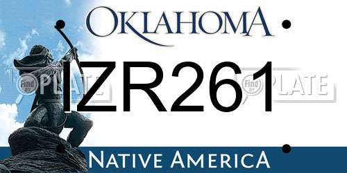 IZR261 Oklahoma License Plate