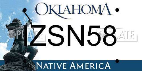 IZSN58 Oklahoma License Plate