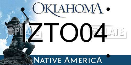 IZTO04 Oklahoma License Plate