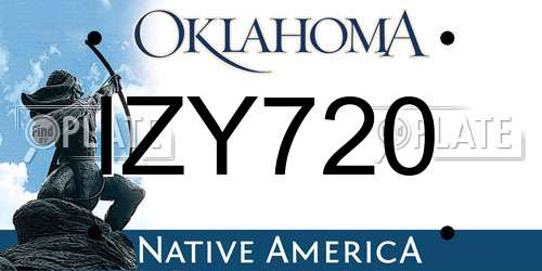 IZY720 Oklahoma License Plate