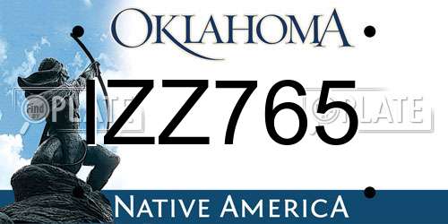 IZZ765 Oklahoma License Plate
