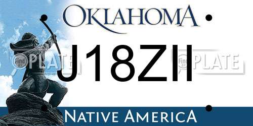 J18ZII Oklahoma License Plate