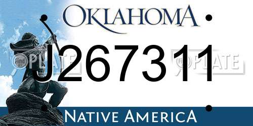 J267311 Oklahoma License Plate