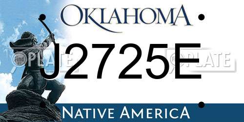 J2725E Oklahoma License Plate