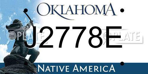 J2778E Oklahoma License Plate