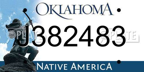 J382483 Oklahoma License Plate