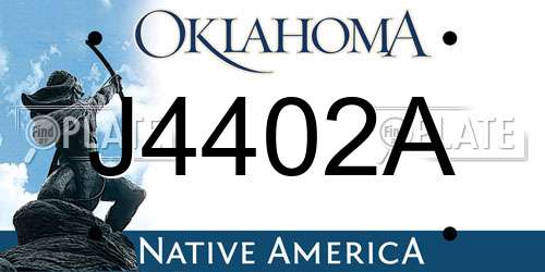 J4402A Oklahoma License Plate