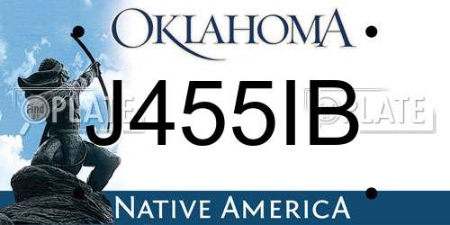 J455IB Oklahoma License Plate