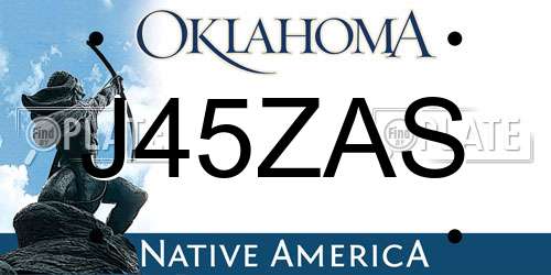 J45ZAS Oklahoma License Plate