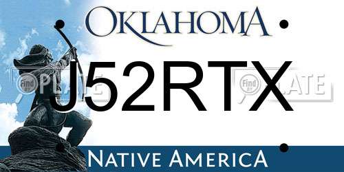 J52RTX Oklahoma License Plate