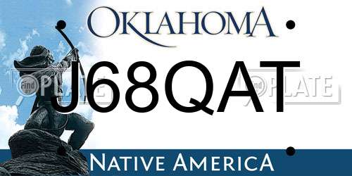 J68QAT Oklahoma License Plate