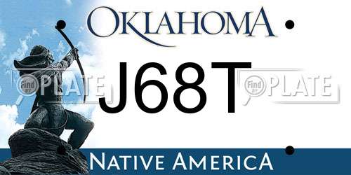 J68T Oklahoma License Plate