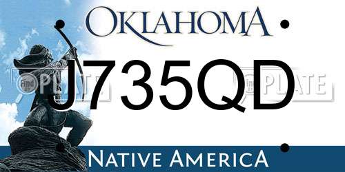 J735QD Oklahoma License Plate